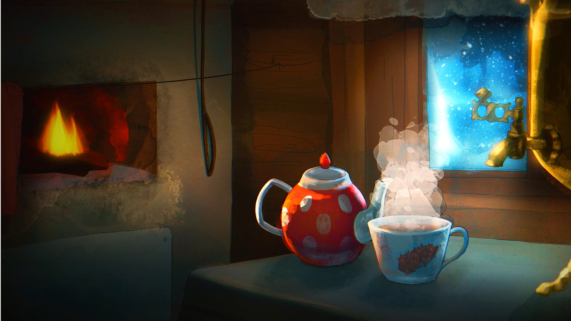 Баланс. Зимняя ночь в деревне