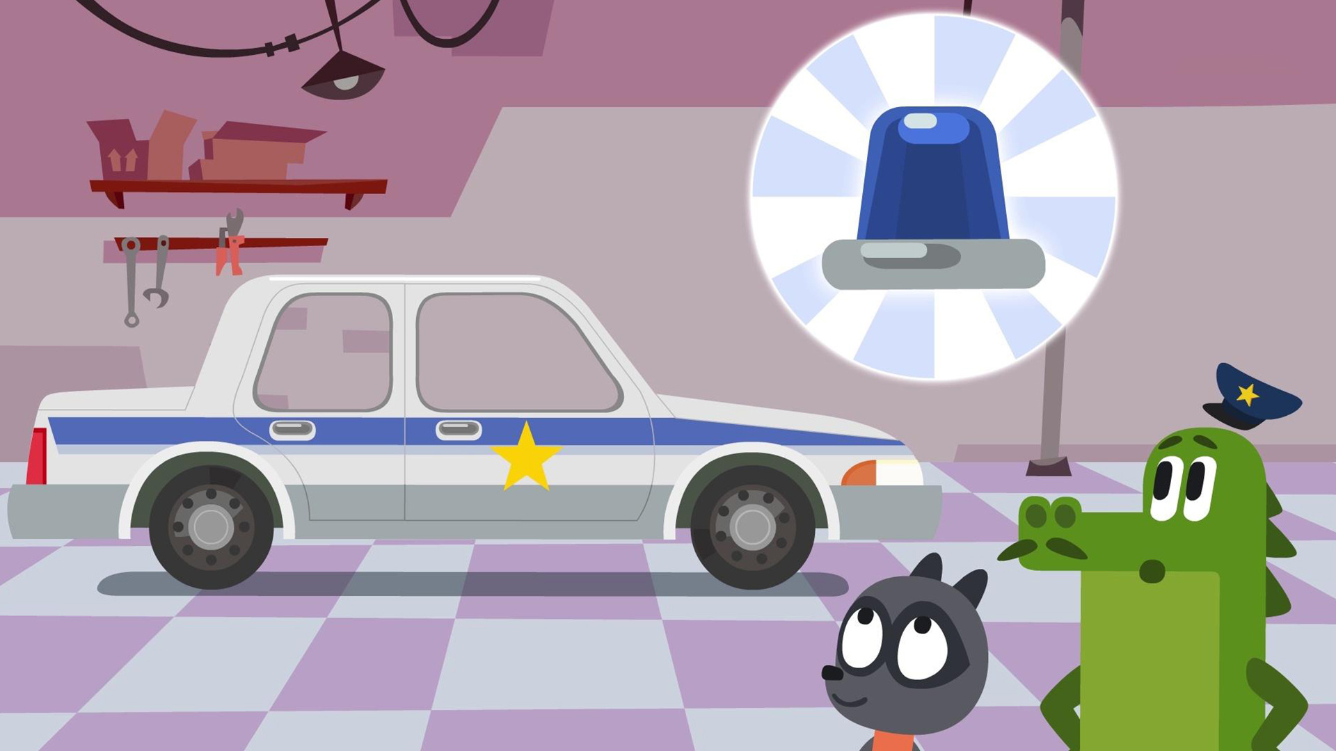 Светофор и полицейская машина