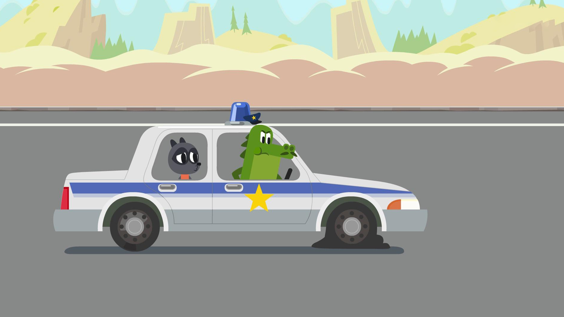 Погоня на полицейской машине!