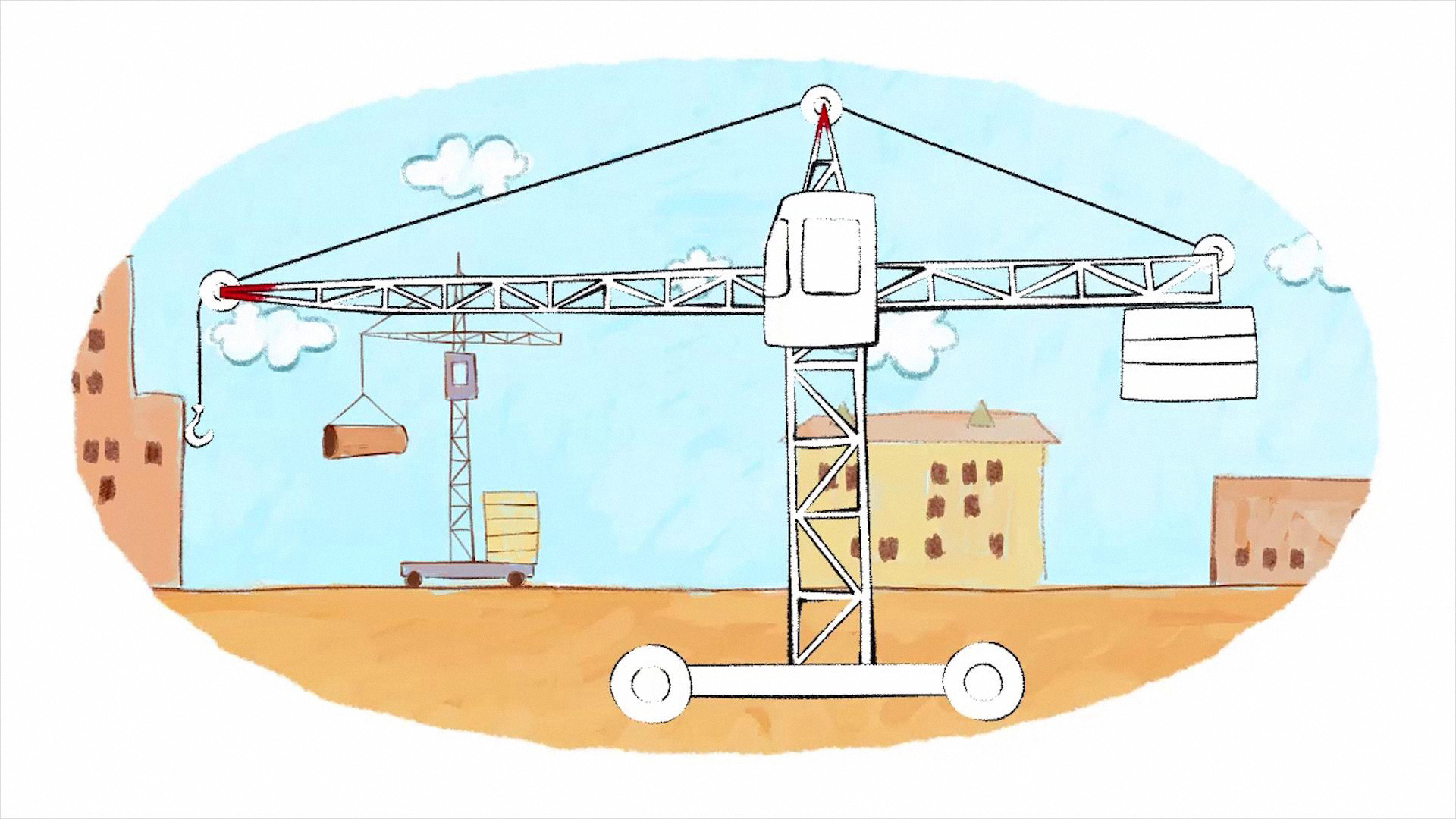 Машины строят домик