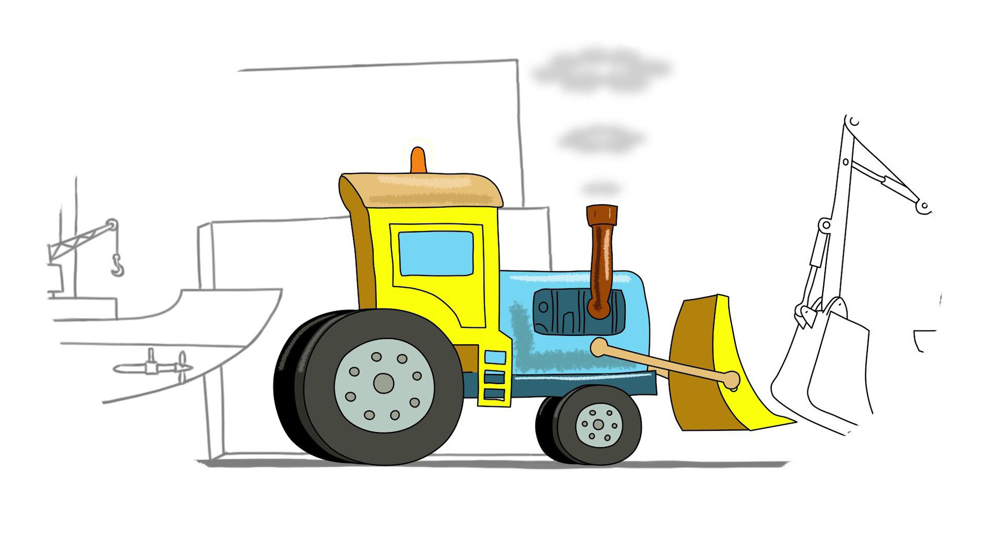 Трактор с ковшом рисунок детский